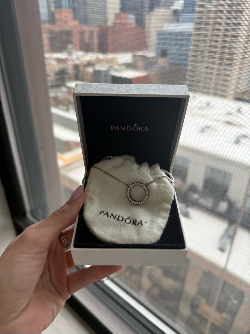 Pandora Silver Circle Pendant Necklace